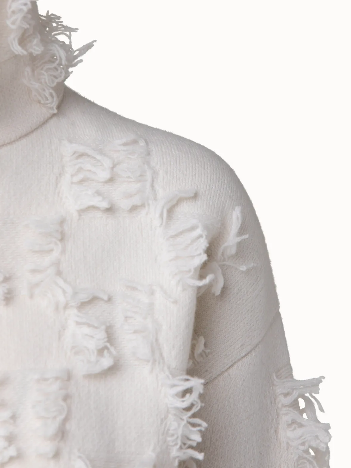 Cashmere Square Fringe Jacquard Pullover Akris