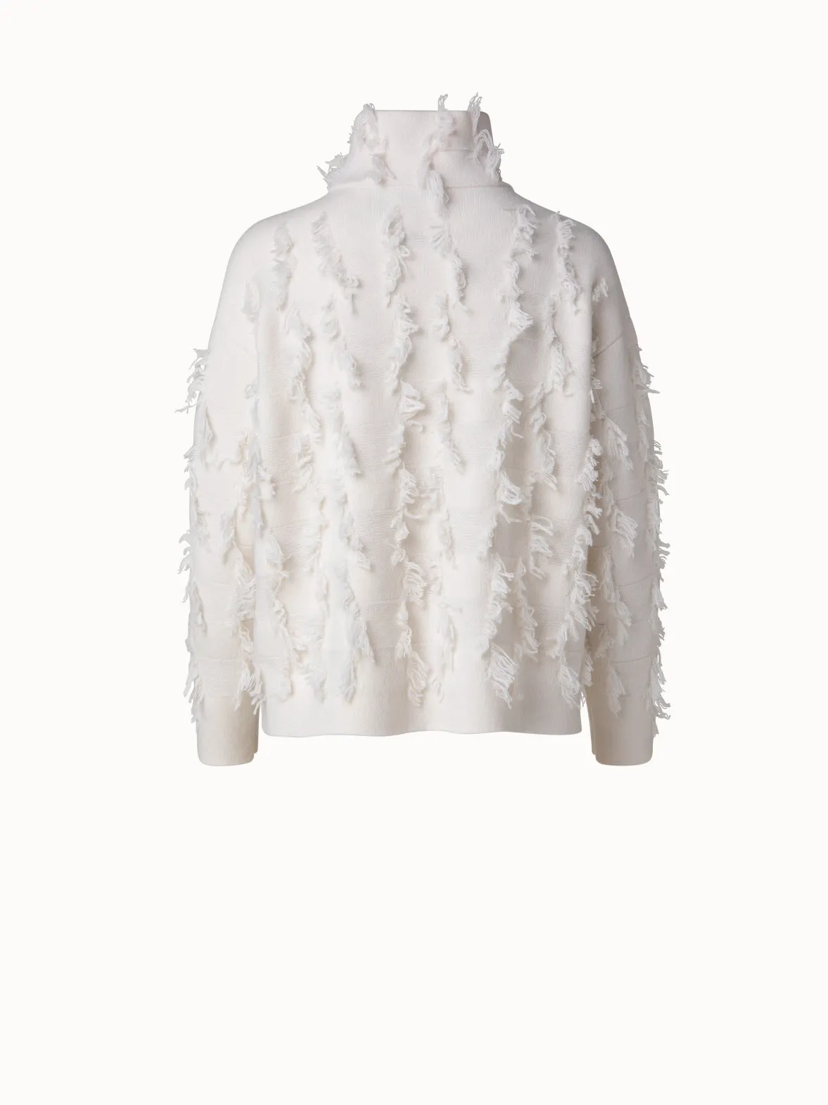 Cashmere Square Fringe Jacquard Pullover Akris