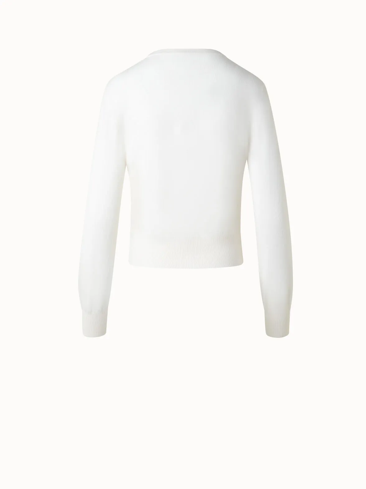 Cashmere Sweater with Fine Sheer Stripe Akris