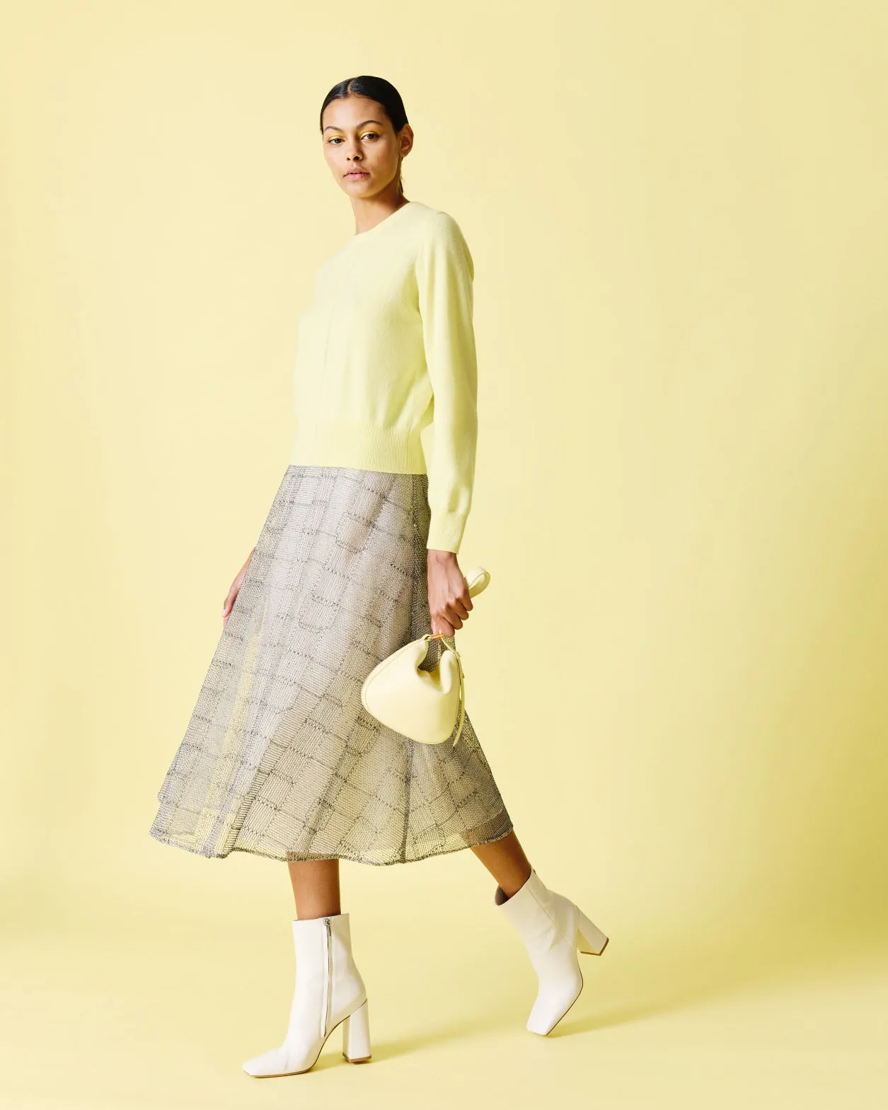 Cashmere Sweater with Fine Sheer Stripe Akris