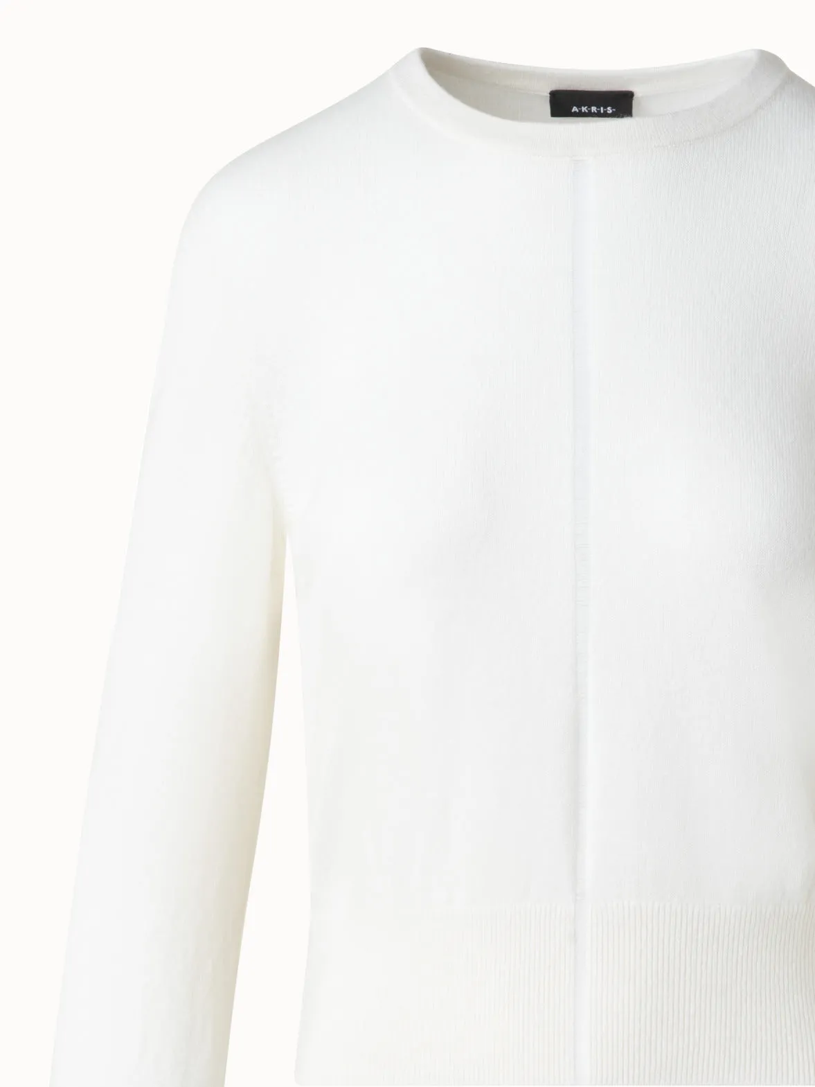 Cashmere Sweater with Fine Sheer Stripe Akris