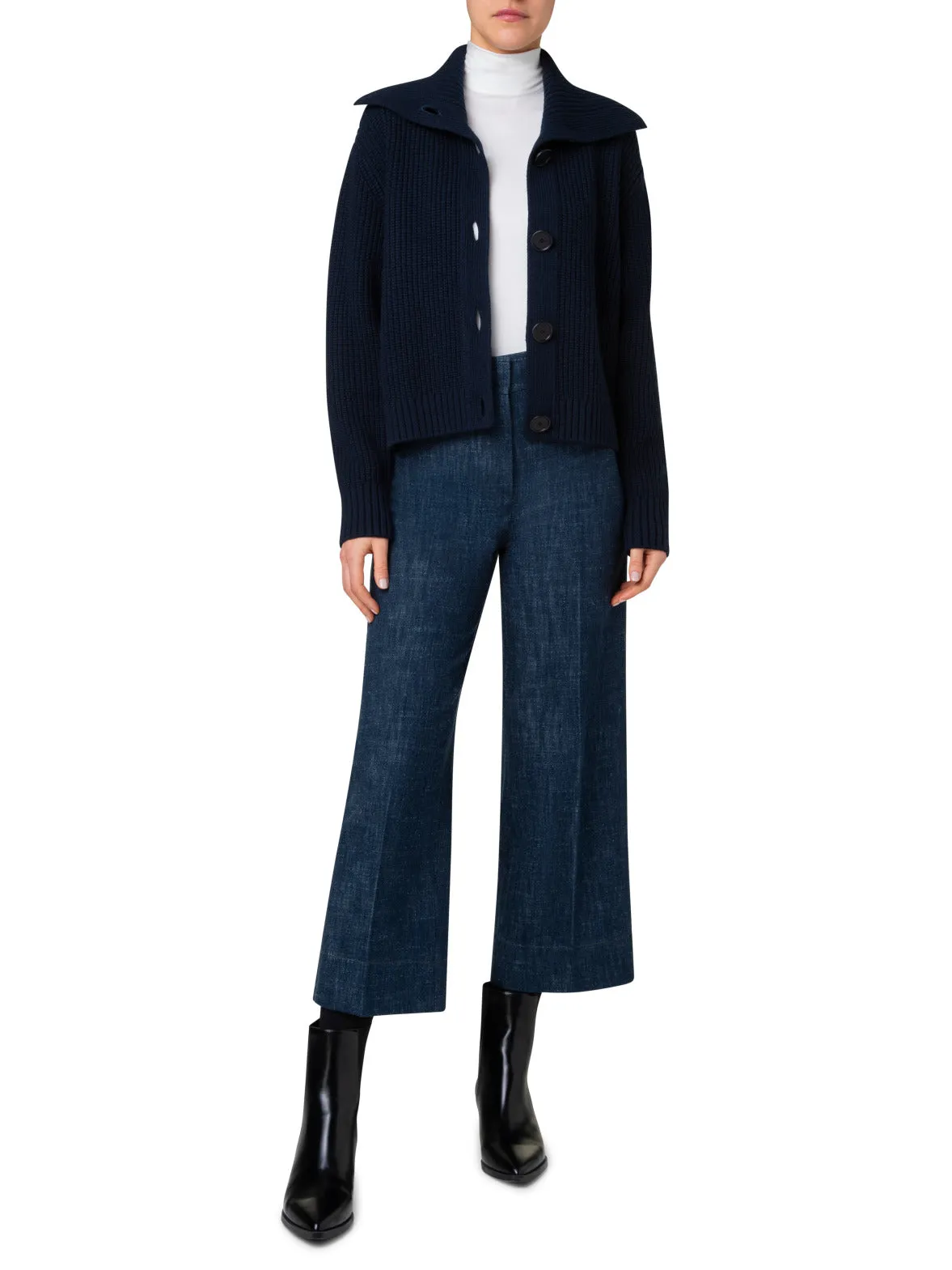 Chunky Knit Cardigan in Wool Cashmere Blend Akris
