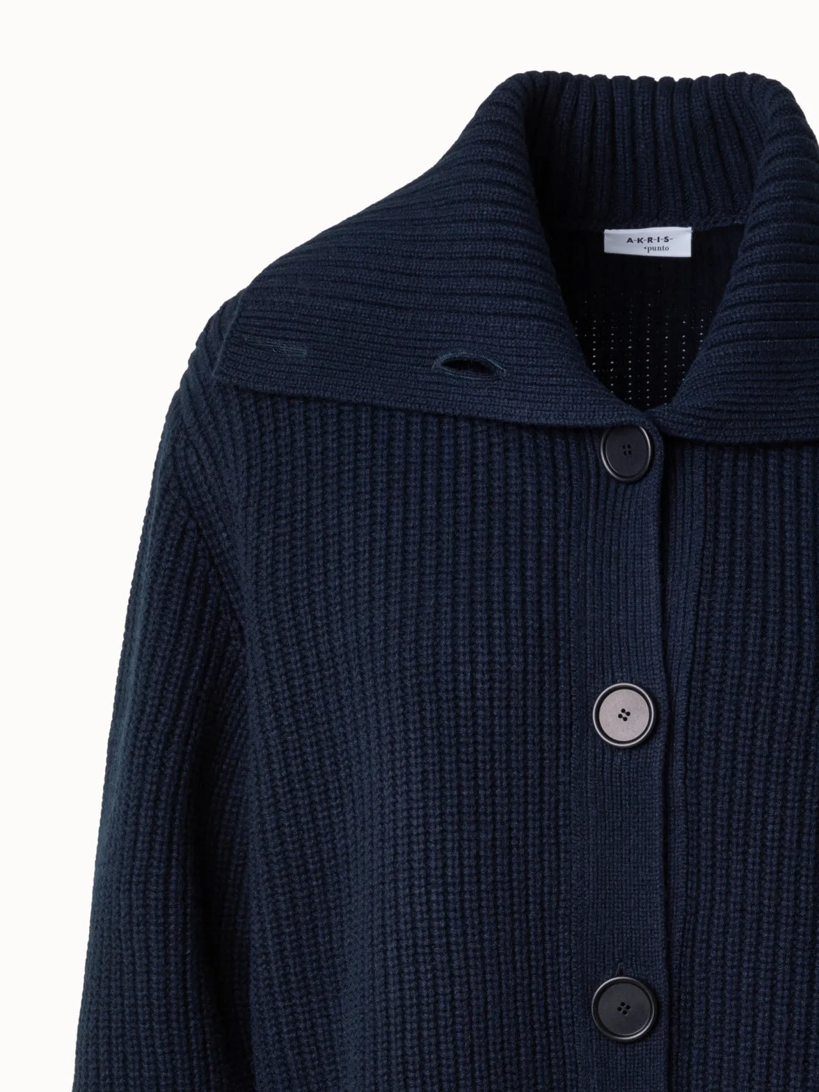 Chunky Knit Cardigan in Wool Cashmere Blend Akris