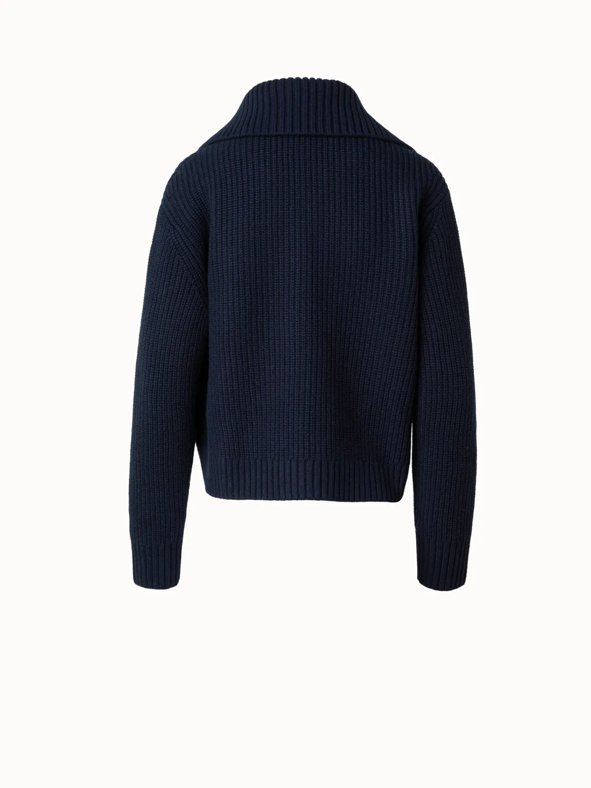 Chunky Knit Cardigan in Wool Cashmere Blend Akris