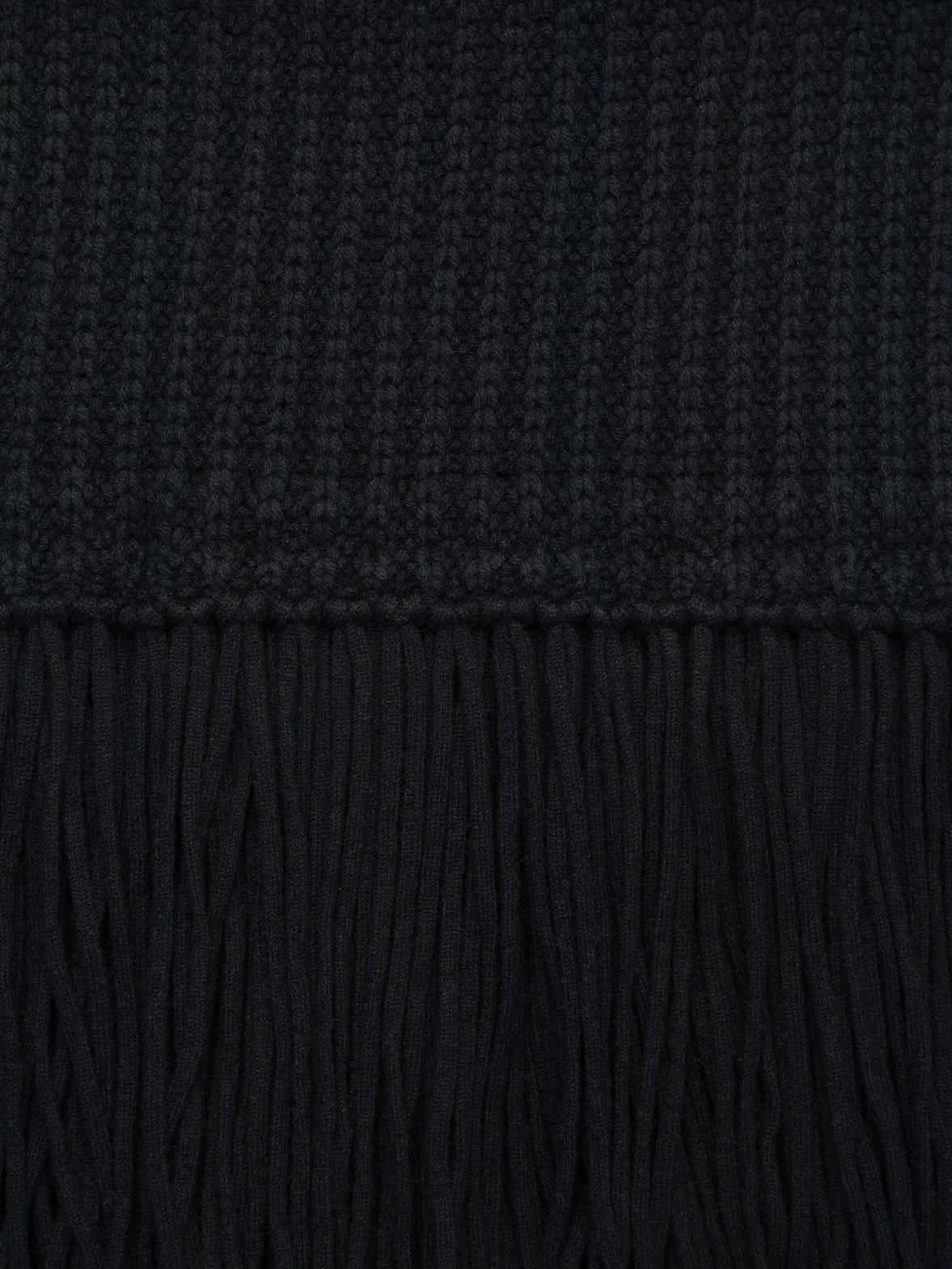 Chunky Wool Cashmere Knit Scarf with Fringe Akris