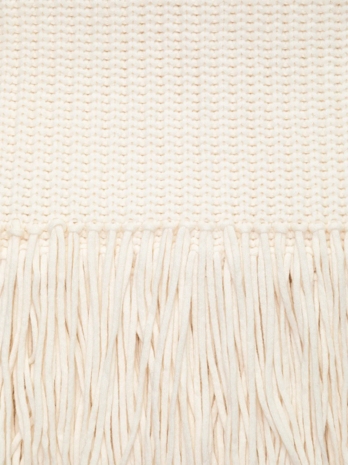 Chunky Wool Cashmere Knit Scarf with Fringe Akris