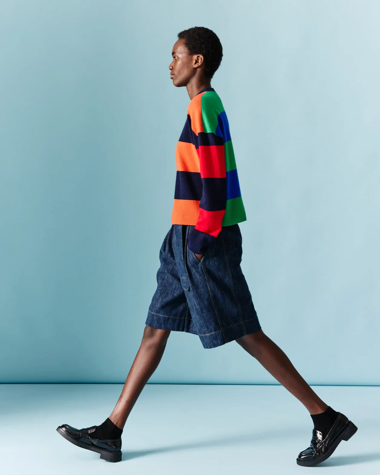 Colorblock Sweater in a Wool Cashmere Blend Akris
