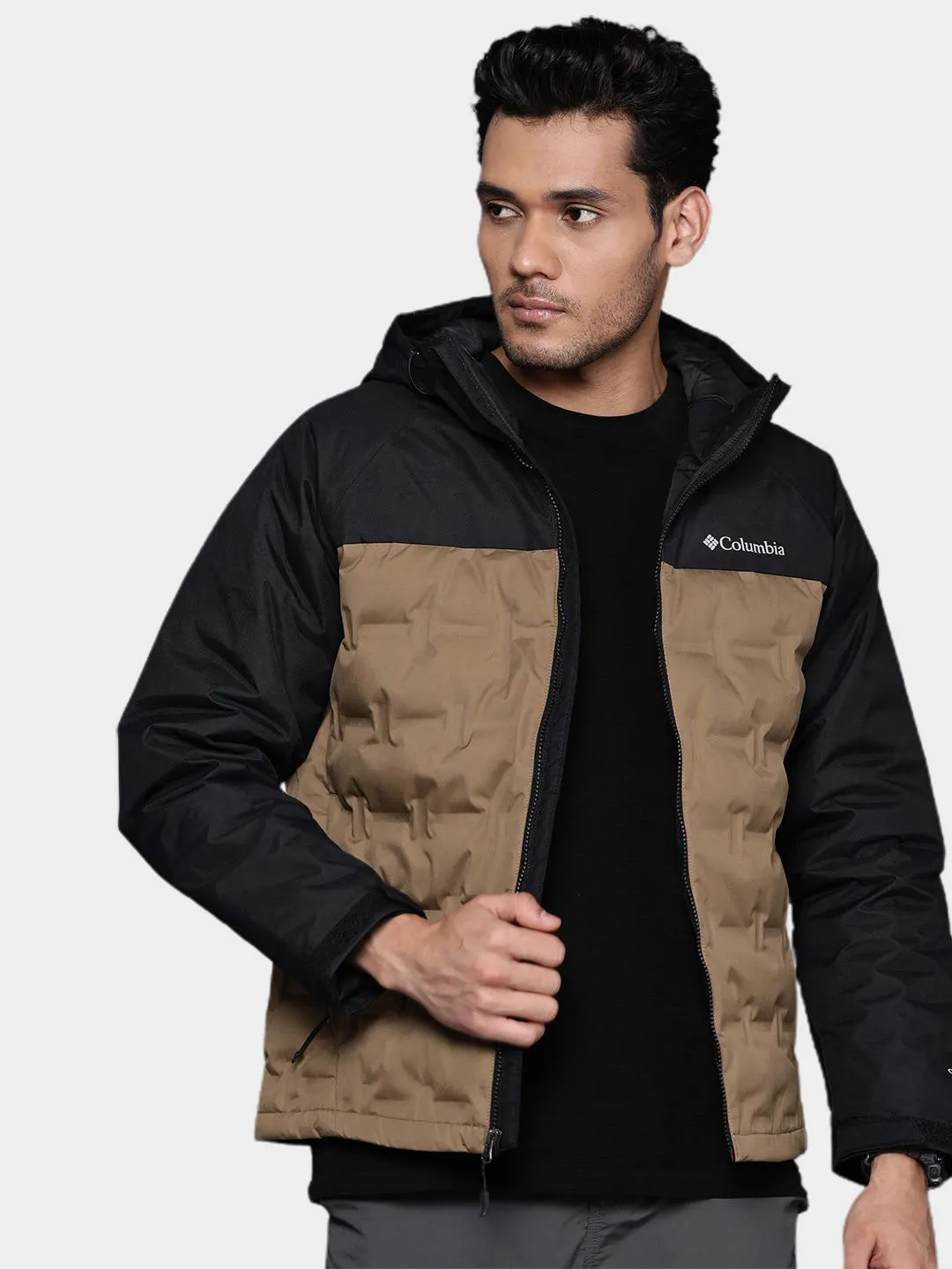 Columbia Men Brown Omni-Heat Infinity Grand Trek II Hooded Down Jacket