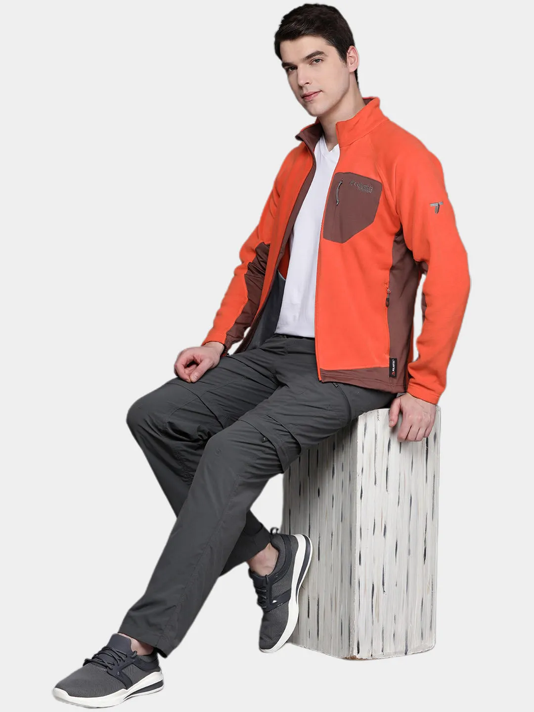 Columbia Men Orange Omni-Wick Titan Pass 2.0 II Fleece Jacket