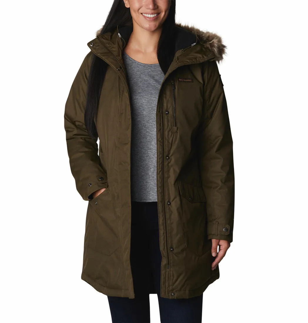 Columbia Women Green Omni-Heat Reflective Suttle Mountain Long Insulated Jacket