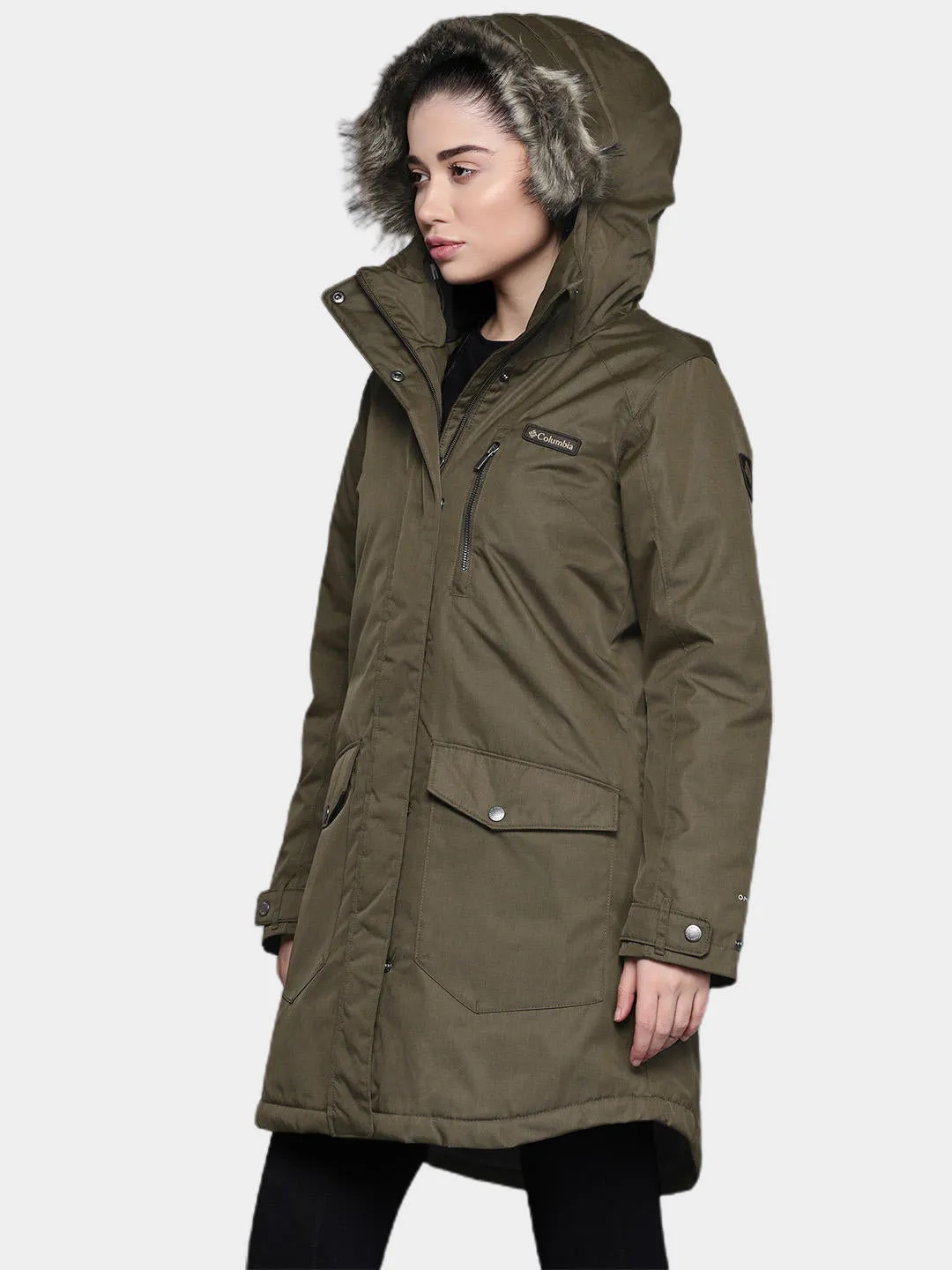 Columbia Women Green Omni-Heat Reflective Suttle Mountain Long Insulated Jacket