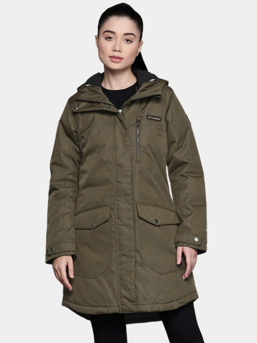 Columbia Women Green Omni-Heat Reflective Suttle Mountain Long Insulated Jacket