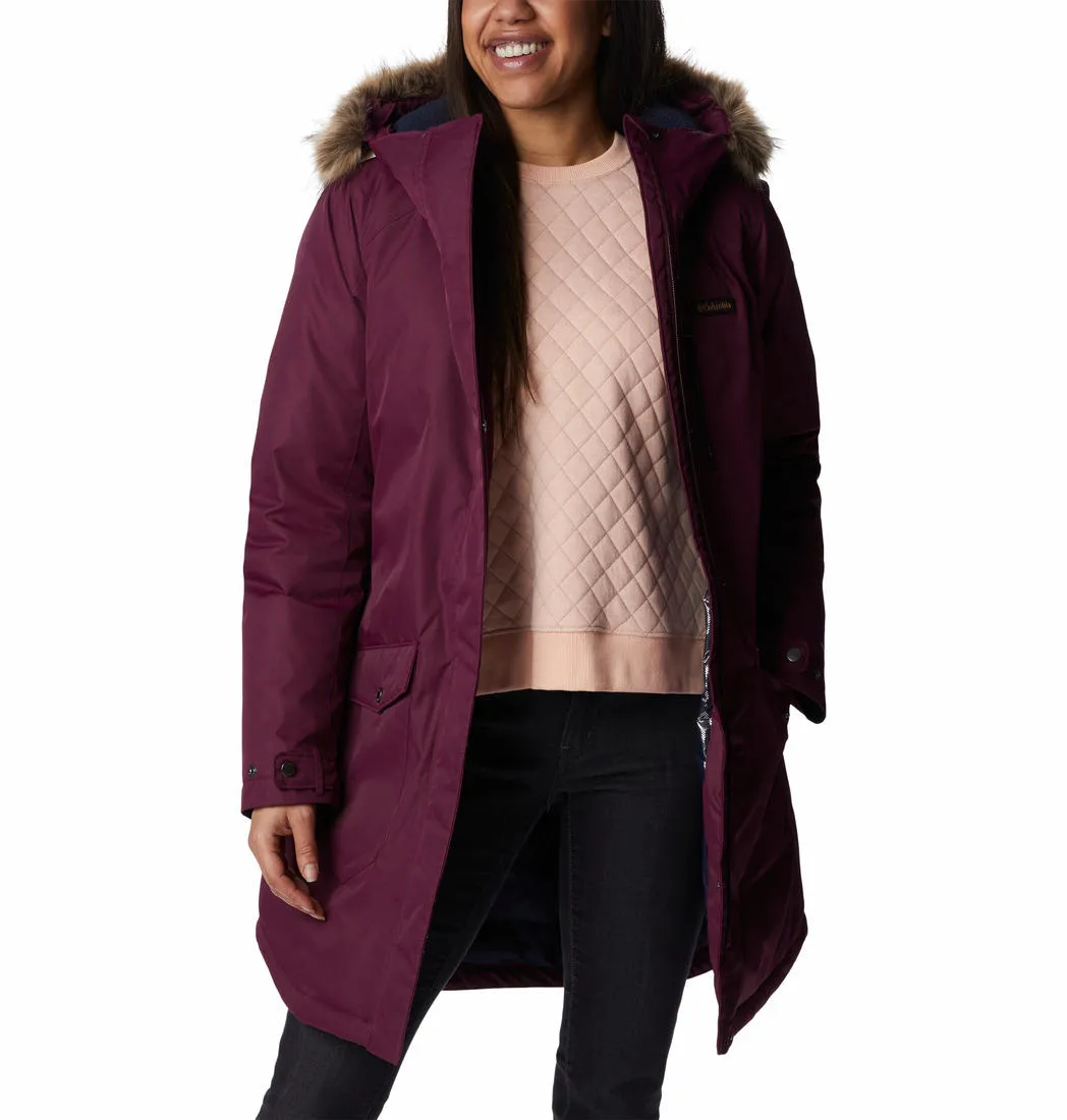 Columbia Women Maroon Omni-Heat Reflective Suttle Mountain Long Insulated Jacket