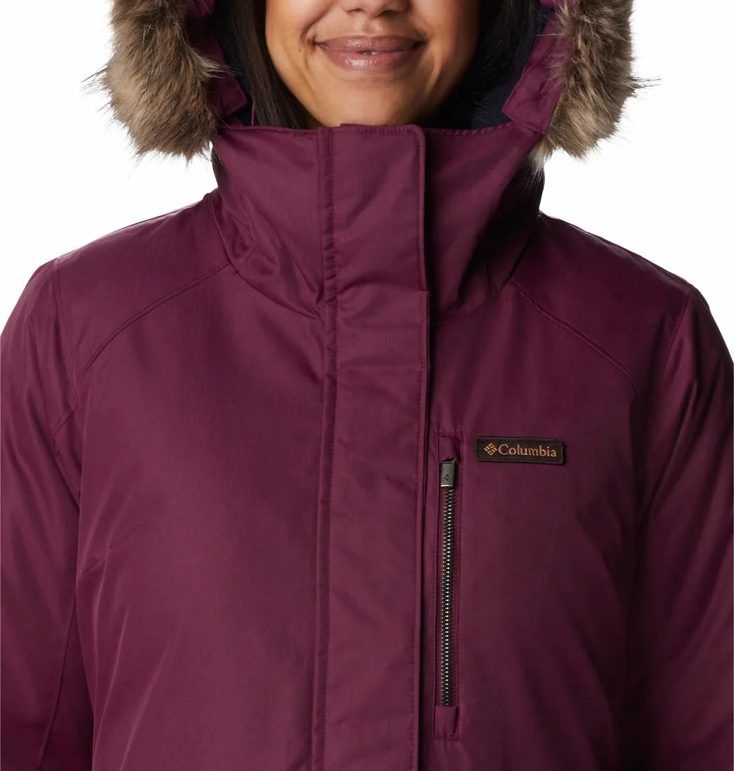 Columbia Women Maroon Omni-Heat Reflective Suttle Mountain Long Insulated Jacket