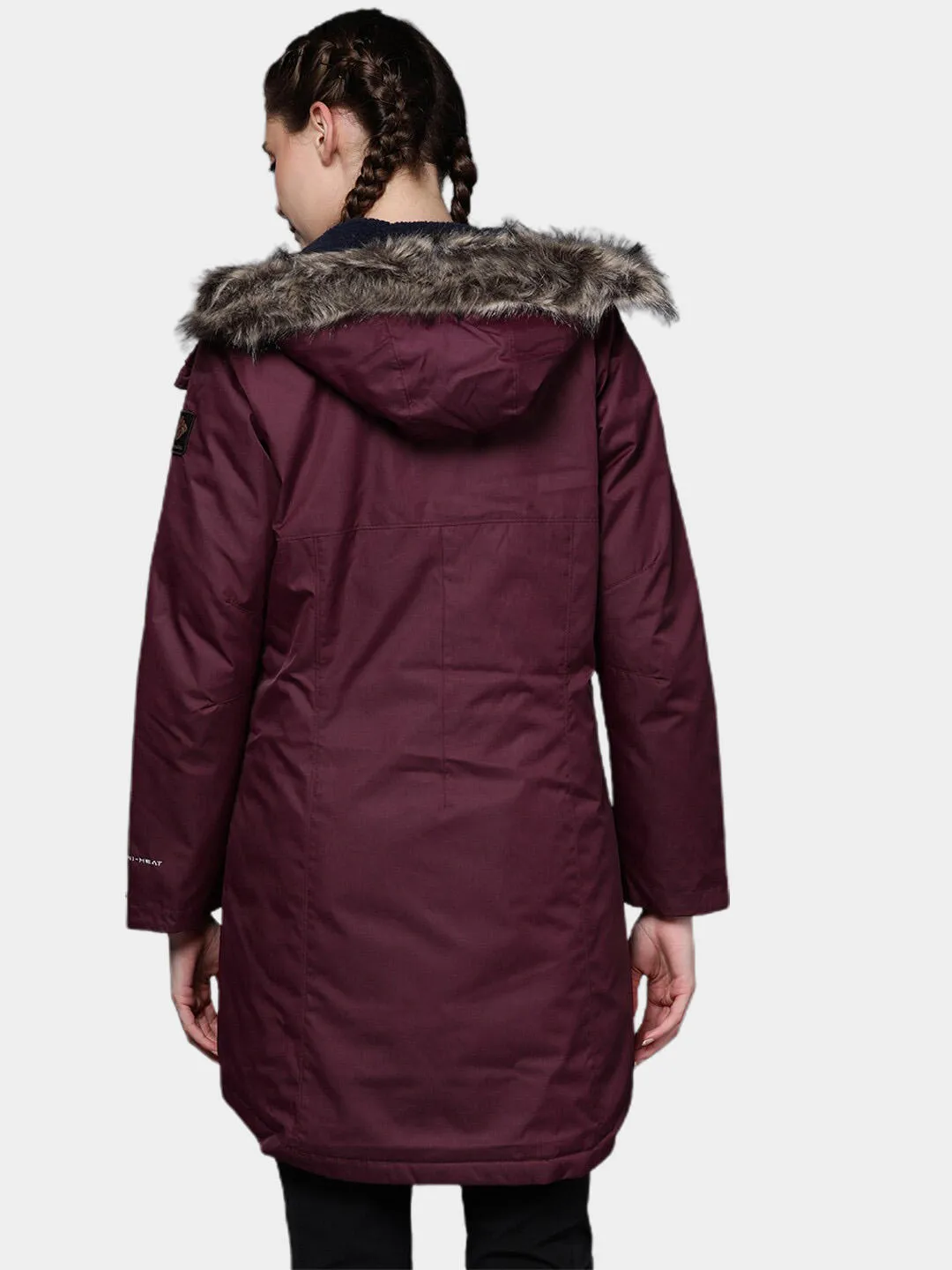 Columbia Women Maroon Omni-Heat Reflective Suttle Mountain Long Insulated Jacket