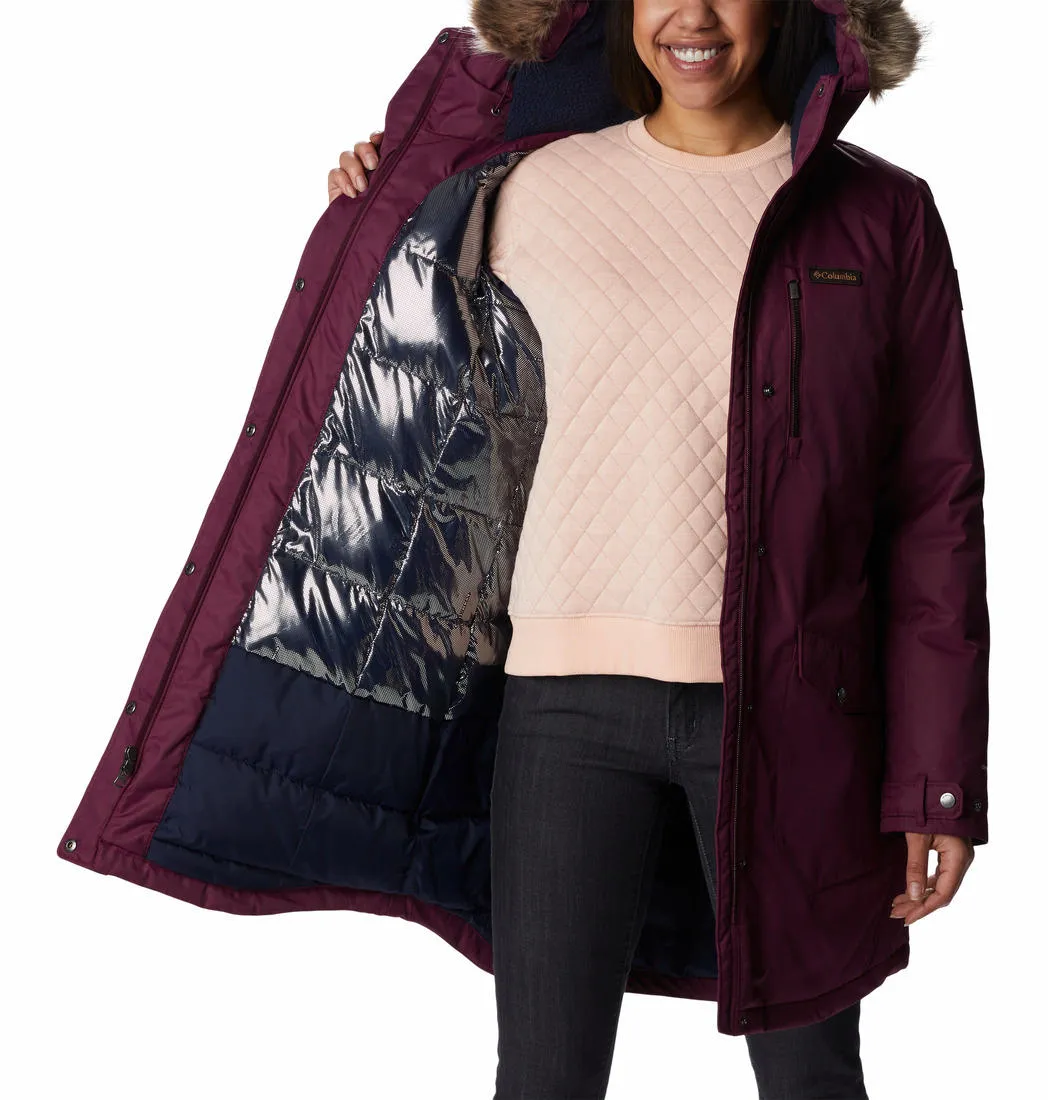 Columbia Women Maroon Omni-Heat Reflective Suttle Mountain Long Insulated Jacket