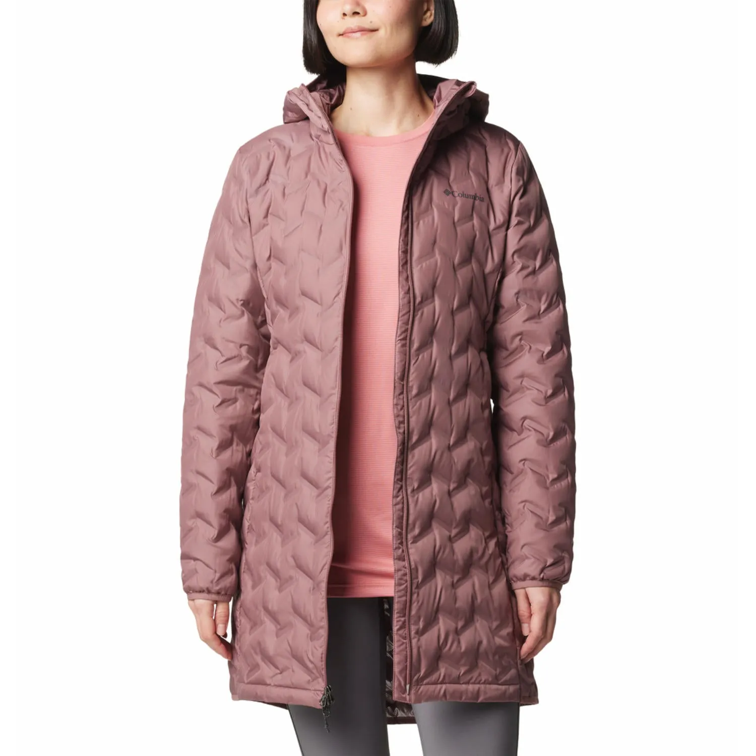 Columbia Women Red Omni-Heat Reflective Delta Ridge II Long Down Jacket