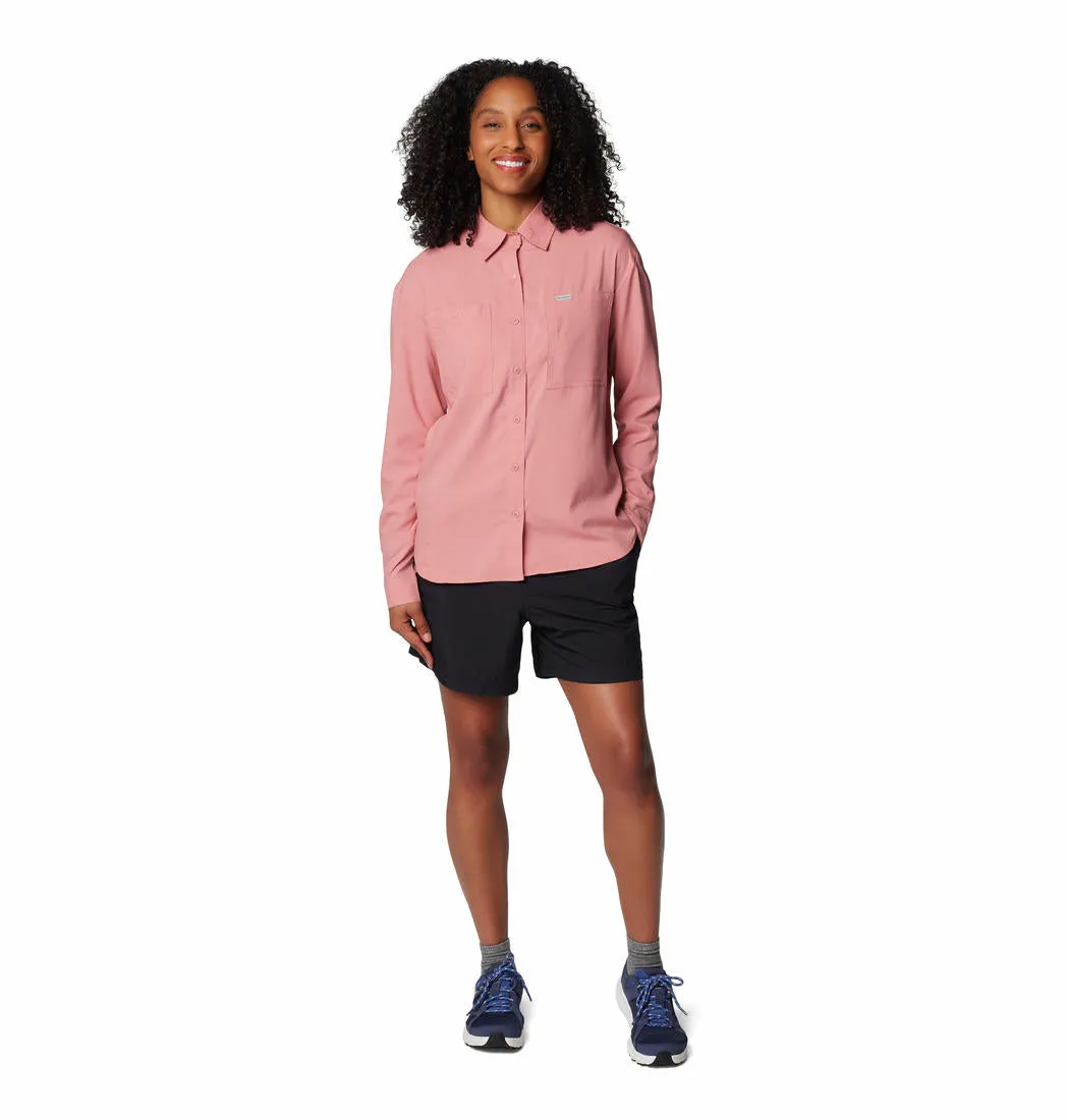 Columbia Women Red Omni-Shade Silver Ridge Utility Long Sleeve Shirt