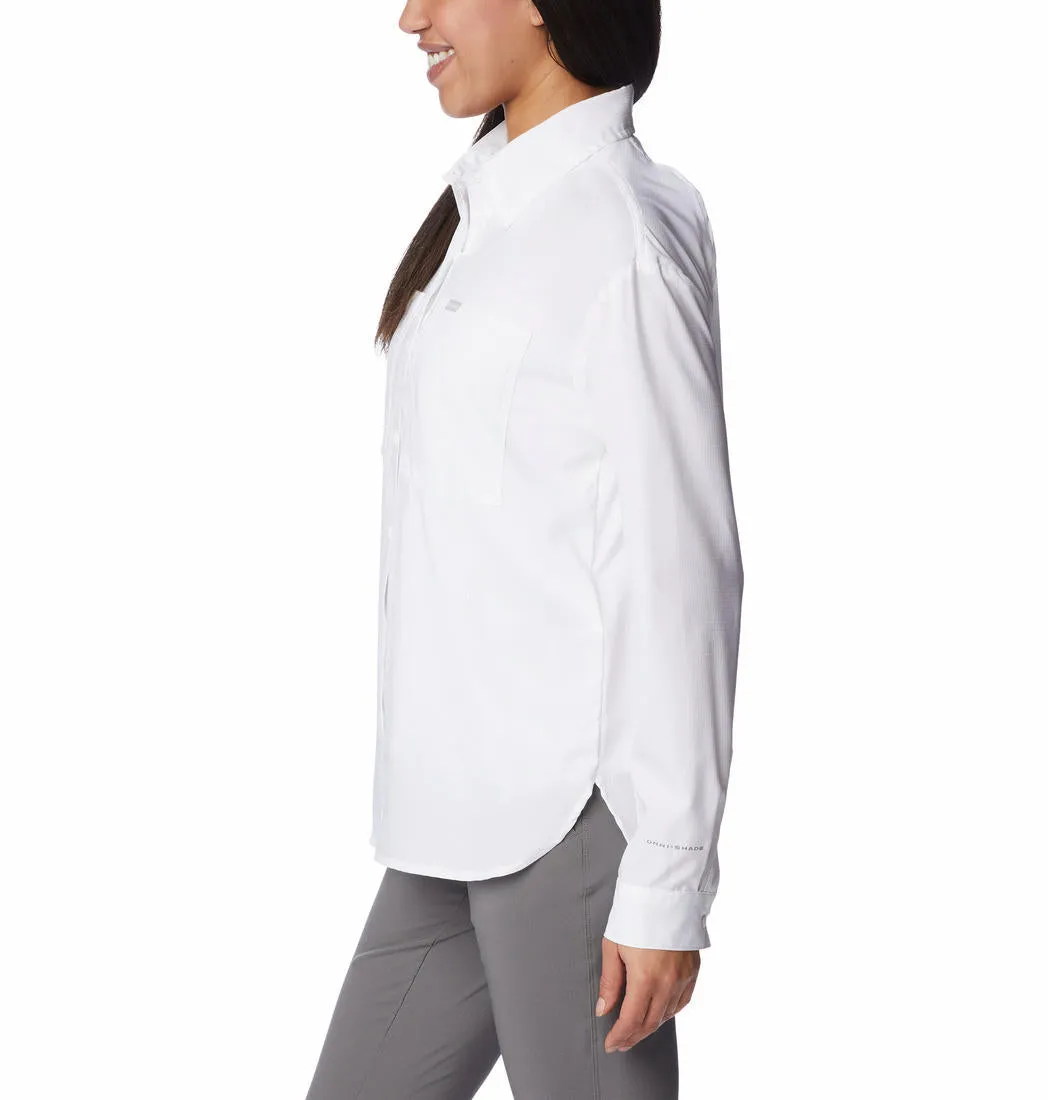 Columbia Women White Omni-Shade Silver Ridge Utility Long Sleeve Shirt