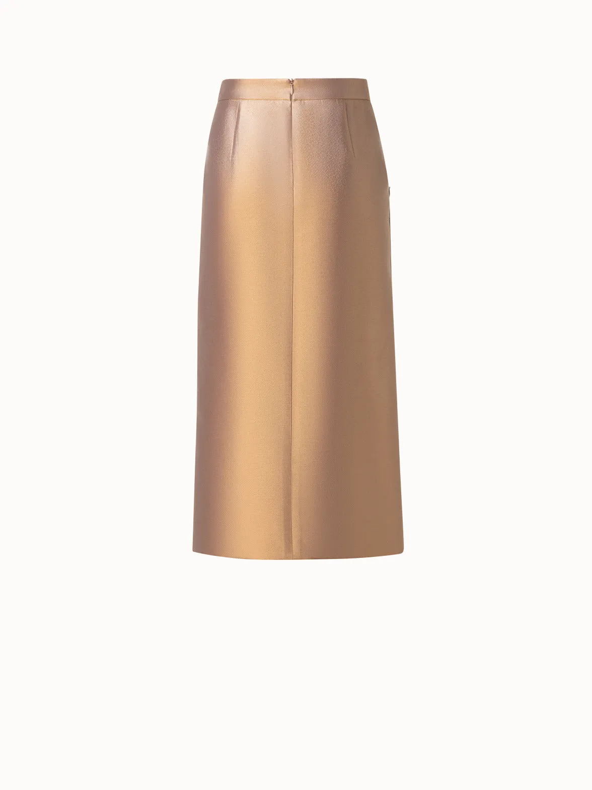 Cotton and Lurex Pencil Skirt with Slit Akris