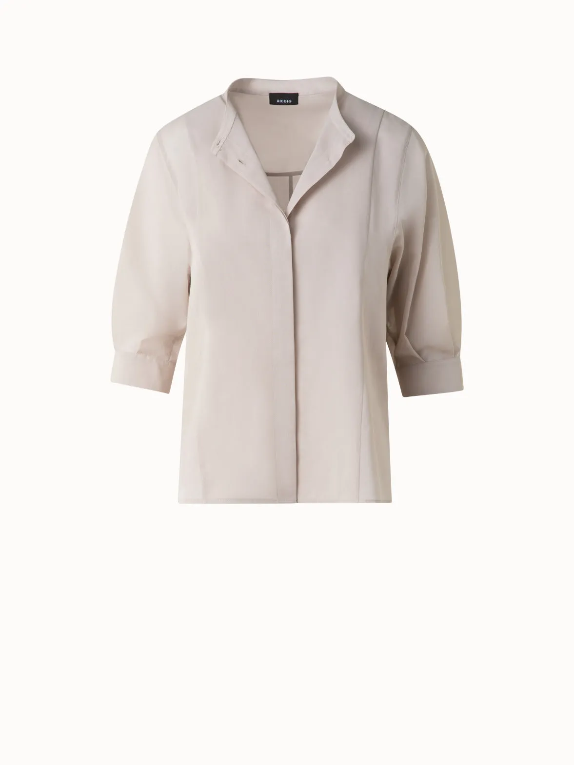 Cotton Blouse with Sheer Volume Sleeves Akris