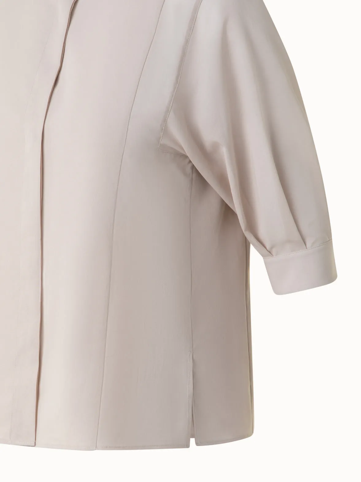 Cotton Blouse with Sheer Volume Sleeves Akris