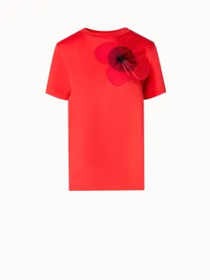 Cotton Jersey T-Shirt with Organza Poppy Akris