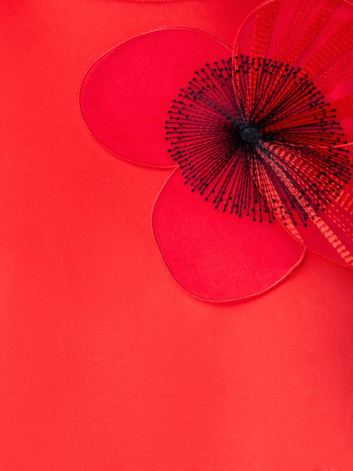 Cotton Jersey T-Shirt with Organza Poppy Akris