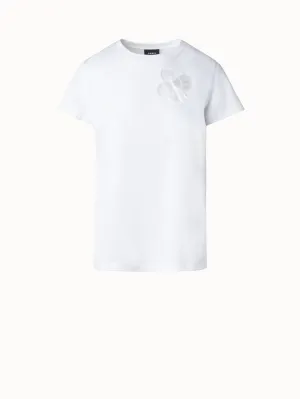 Cotton Jersey T-shirt with Poppy Inset Akris