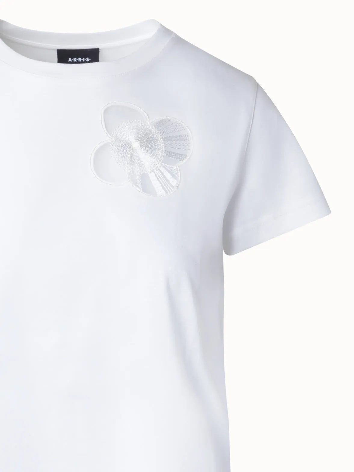 Cotton Jersey T-shirt with Poppy Inset Akris