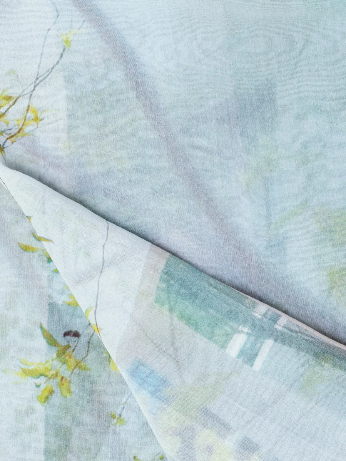 Cotton Silk Scarf with House N Trees Print Akris