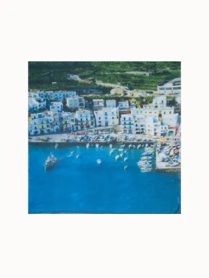 Cotton Silk Scarf with Marina Grande Print Akris