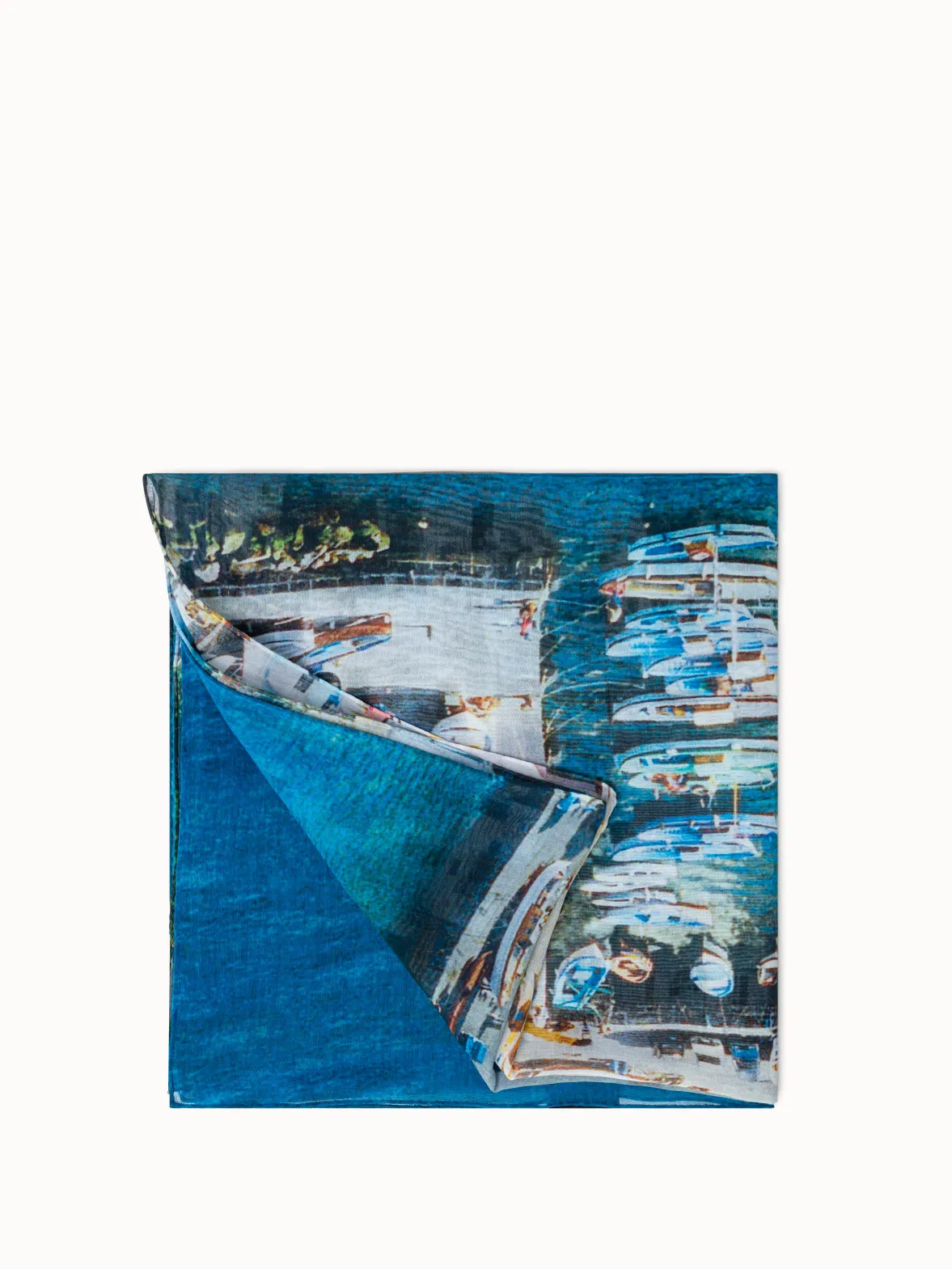 Cotton Silk Scarf with Marina Grande Print Akris