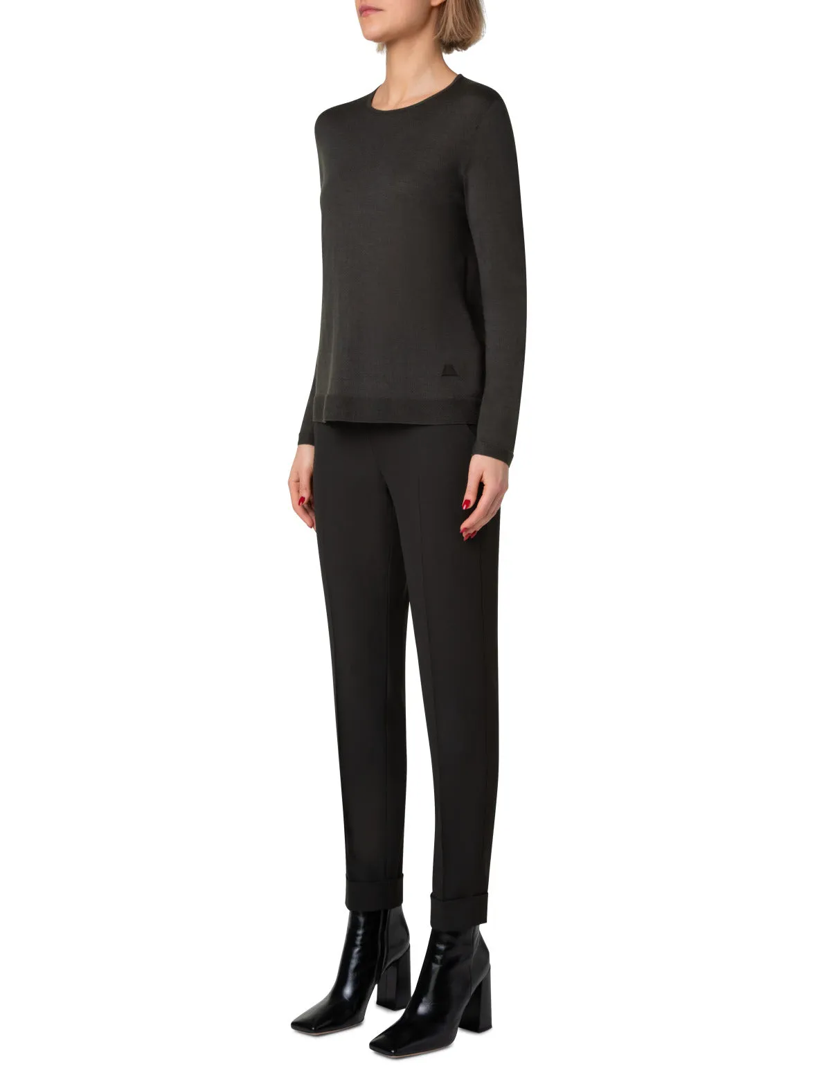 Crew Neck Cashmere Silk Sweater Akris
