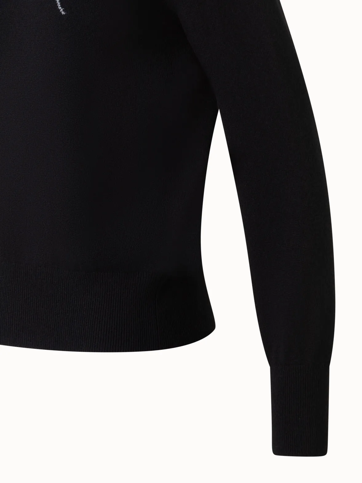 Crewneck Sweater in Cashmere with Dandelion Intarsia Akris