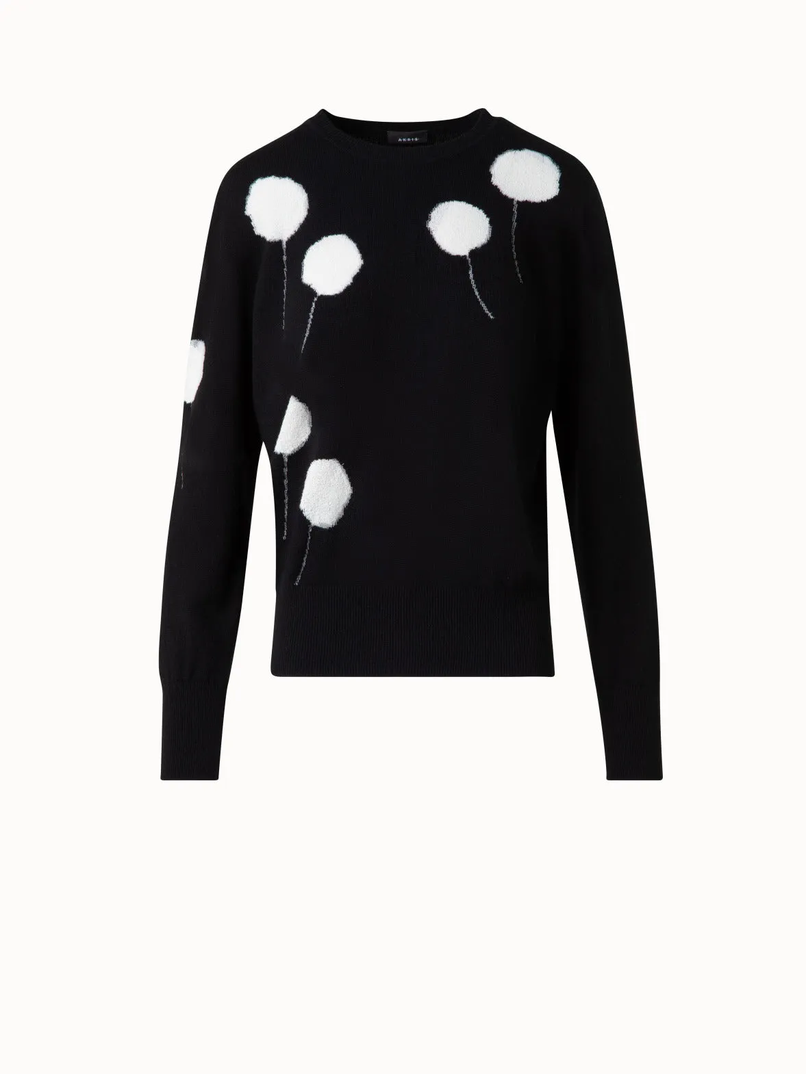 Crewneck Sweater in Cashmere with Dandelion Intarsia Akris