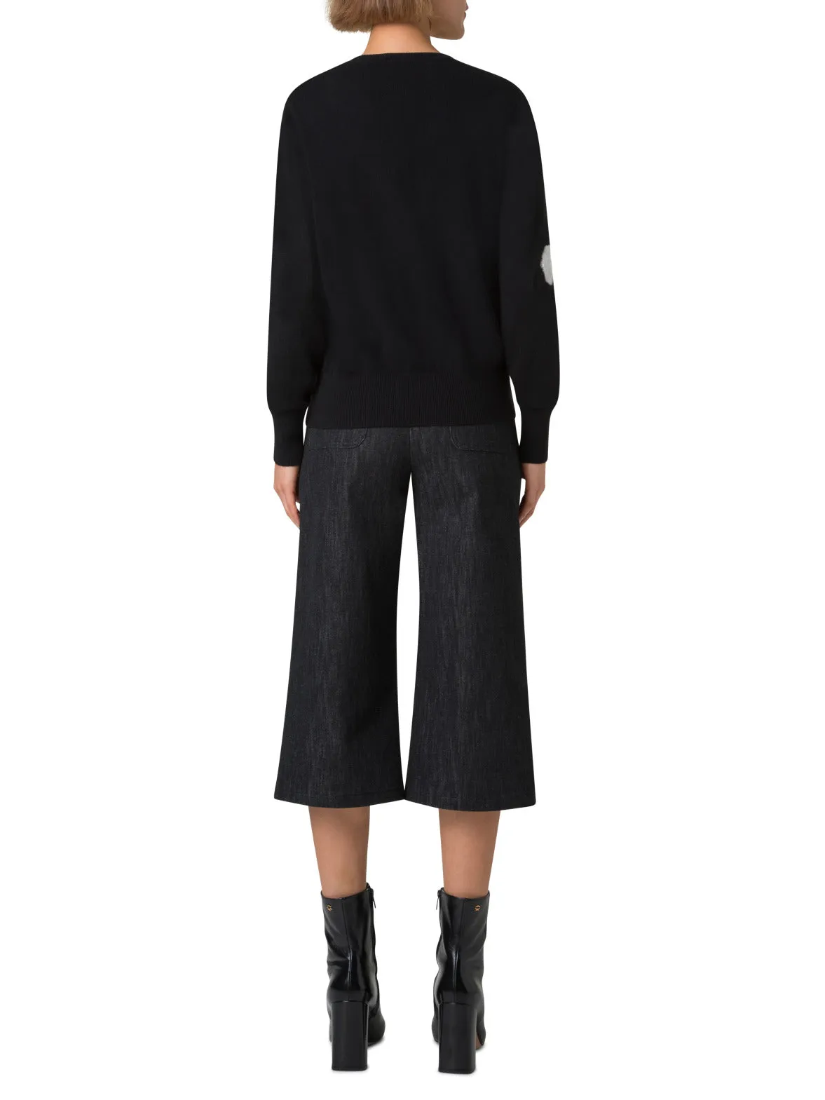 Crewneck Sweater in Cashmere with Dandelion Intarsia Akris