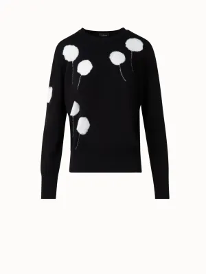 Crewneck Sweater in Cashmere with Dandelion Intarsia Akris
