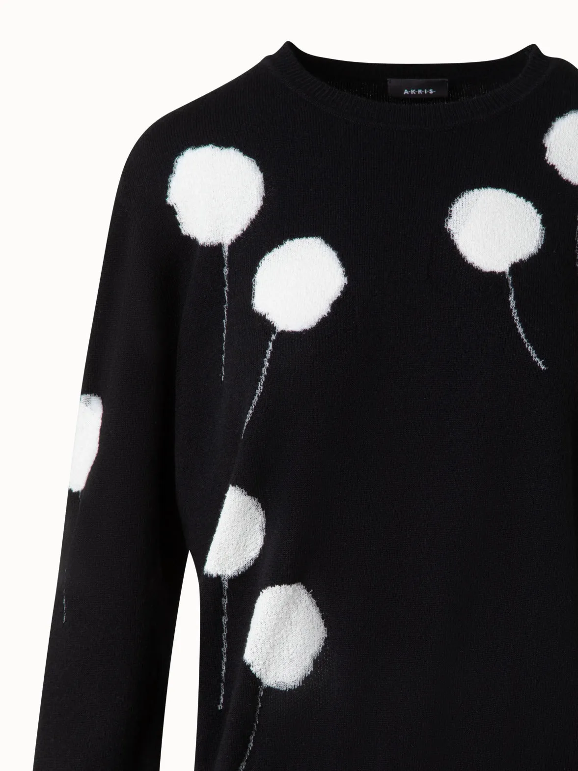 Crewneck Sweater in Cashmere with Dandelion Intarsia Akris