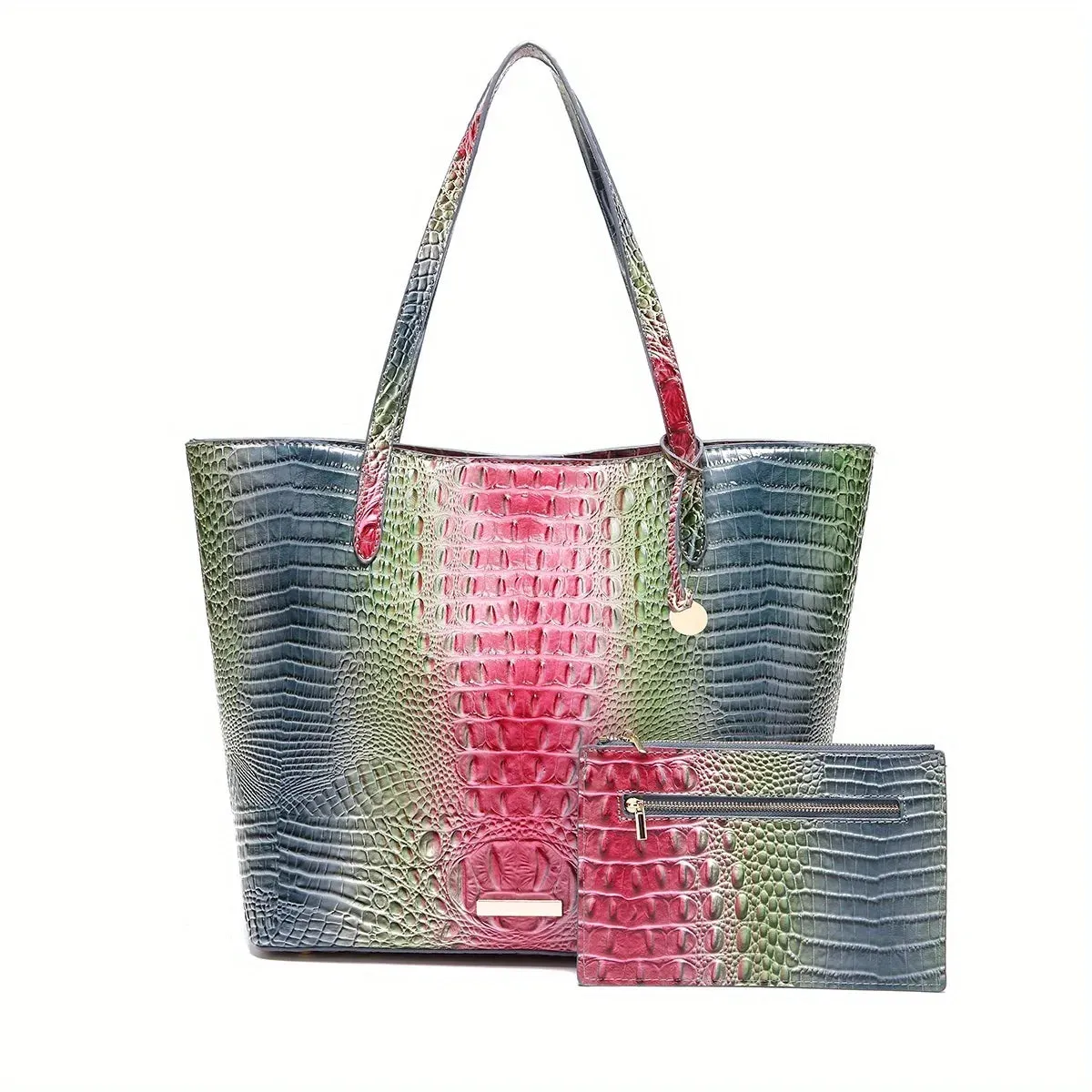 Crocodile Embossed Handbag Tote Bag 2PCS Anna Kay Co