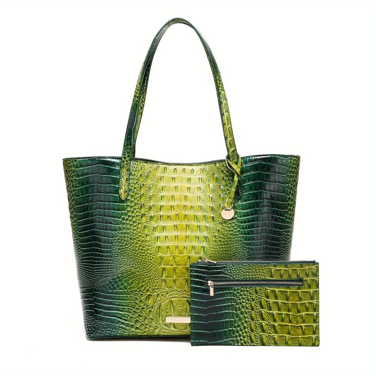 Crocodile Embossed Handbag Tote Bag 2PCS Anna Kay Co