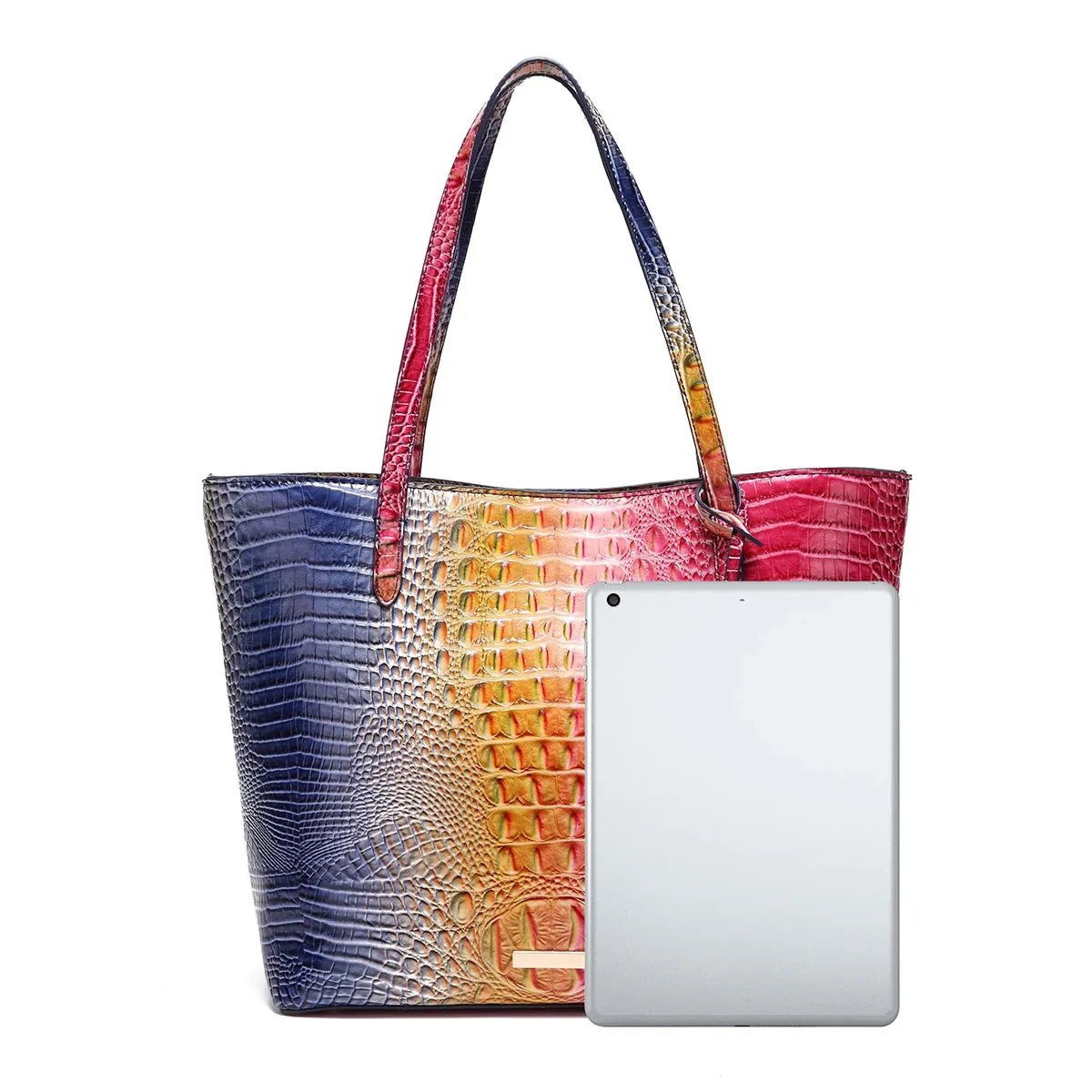 Crocodile Embossed Handbag Tote Bag 2PCS Anna Kay Co