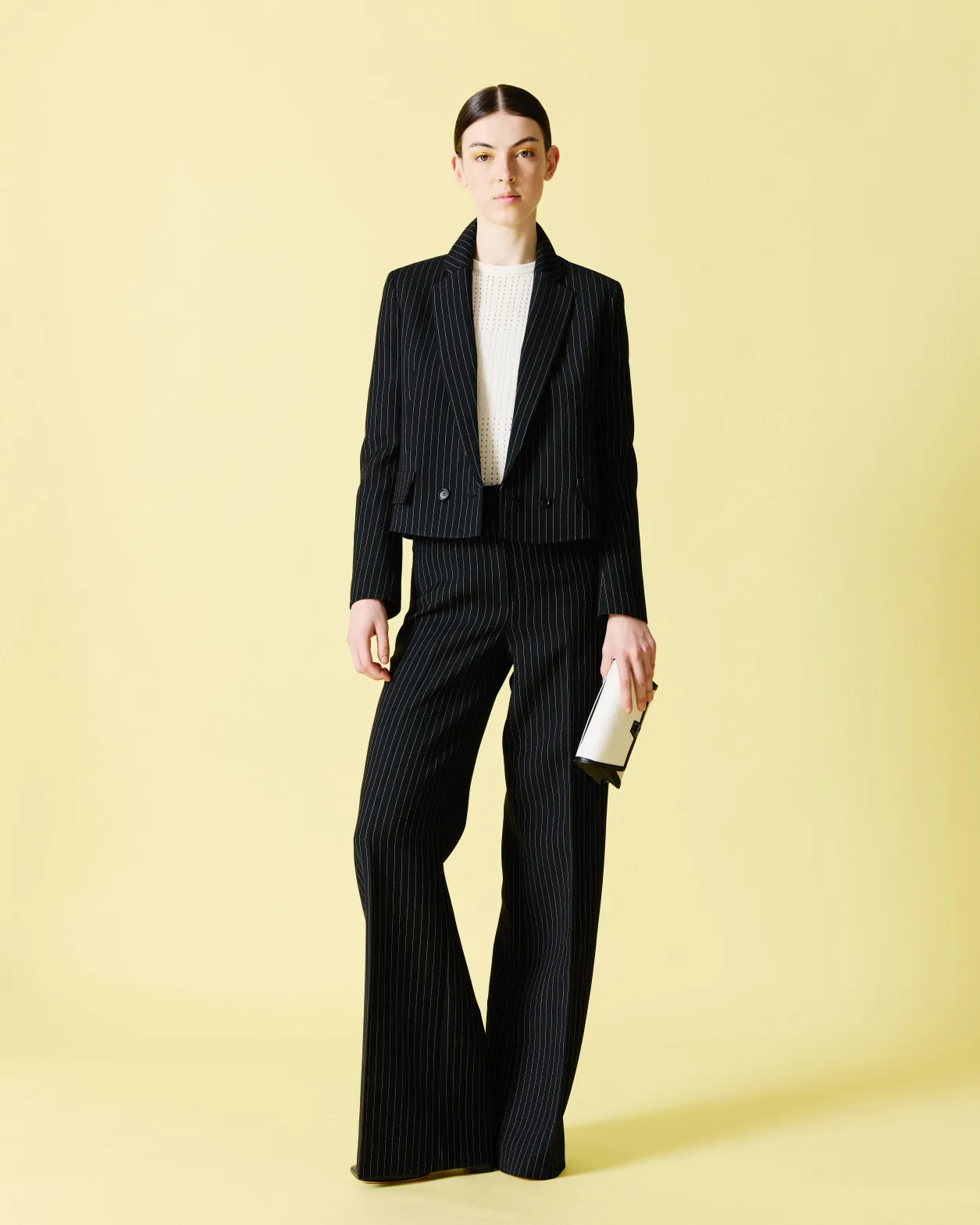 Cropped Boxy Jacket with Pinstripes Akris