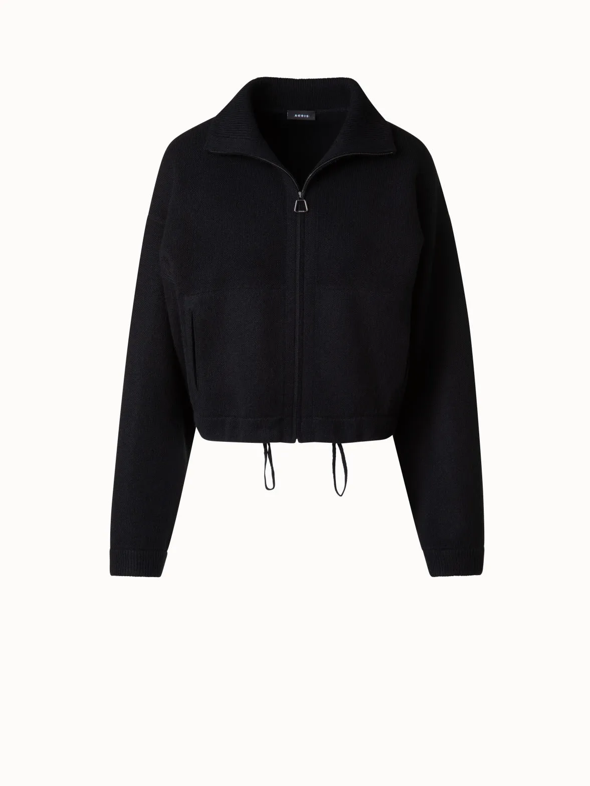 Cropped Cashmere Piqué Cardigan with Zip Akris