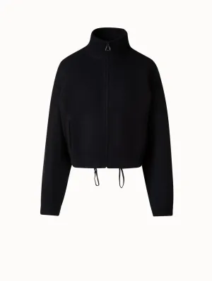 Cropped Cashmere Piqué Cardigan with Zip Akris