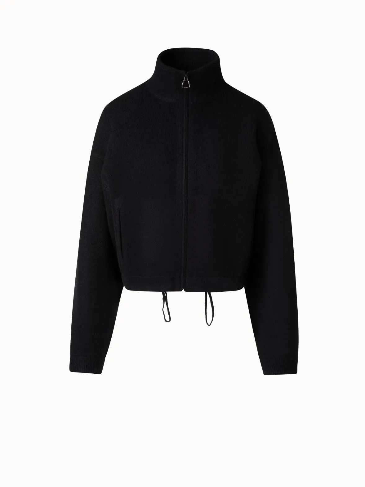 Cropped Cashmere Piqué Cardigan with Zip Akris