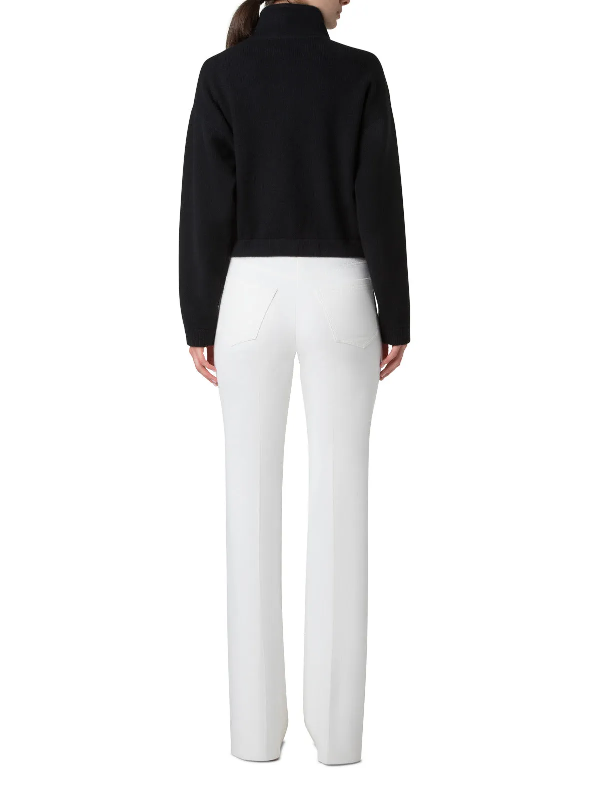 Cropped Cashmere Piqué Cardigan with Zip Akris