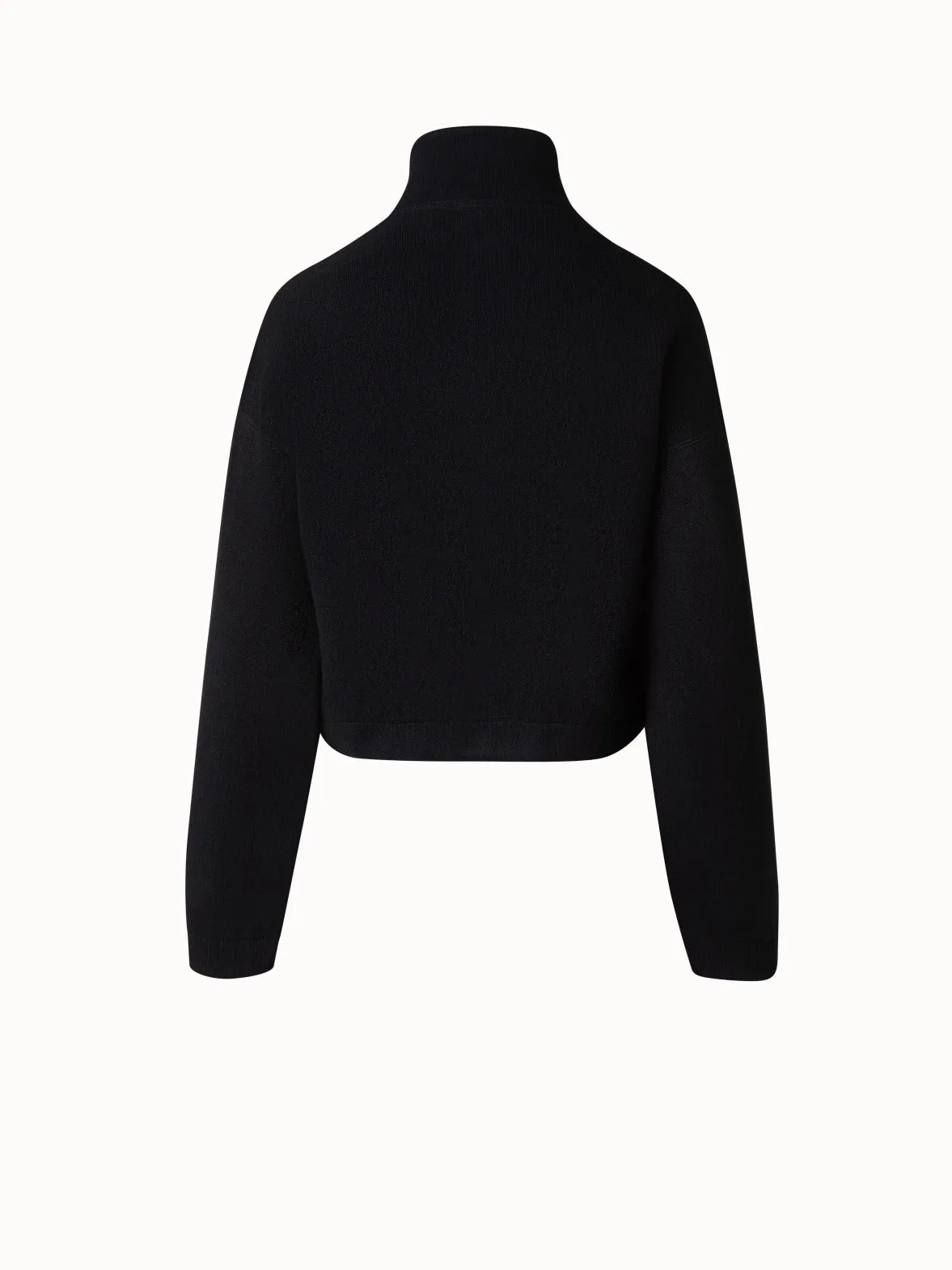 Cropped Cashmere Piqué Cardigan with Zip Akris