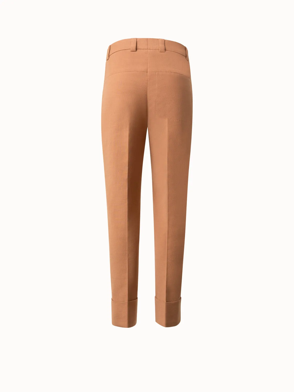 Cropped Tapered Cotton Silk Double-Face Pants Akris