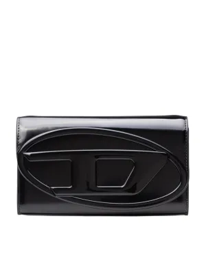 Crossbody Wallet In Black Mirrored Leather